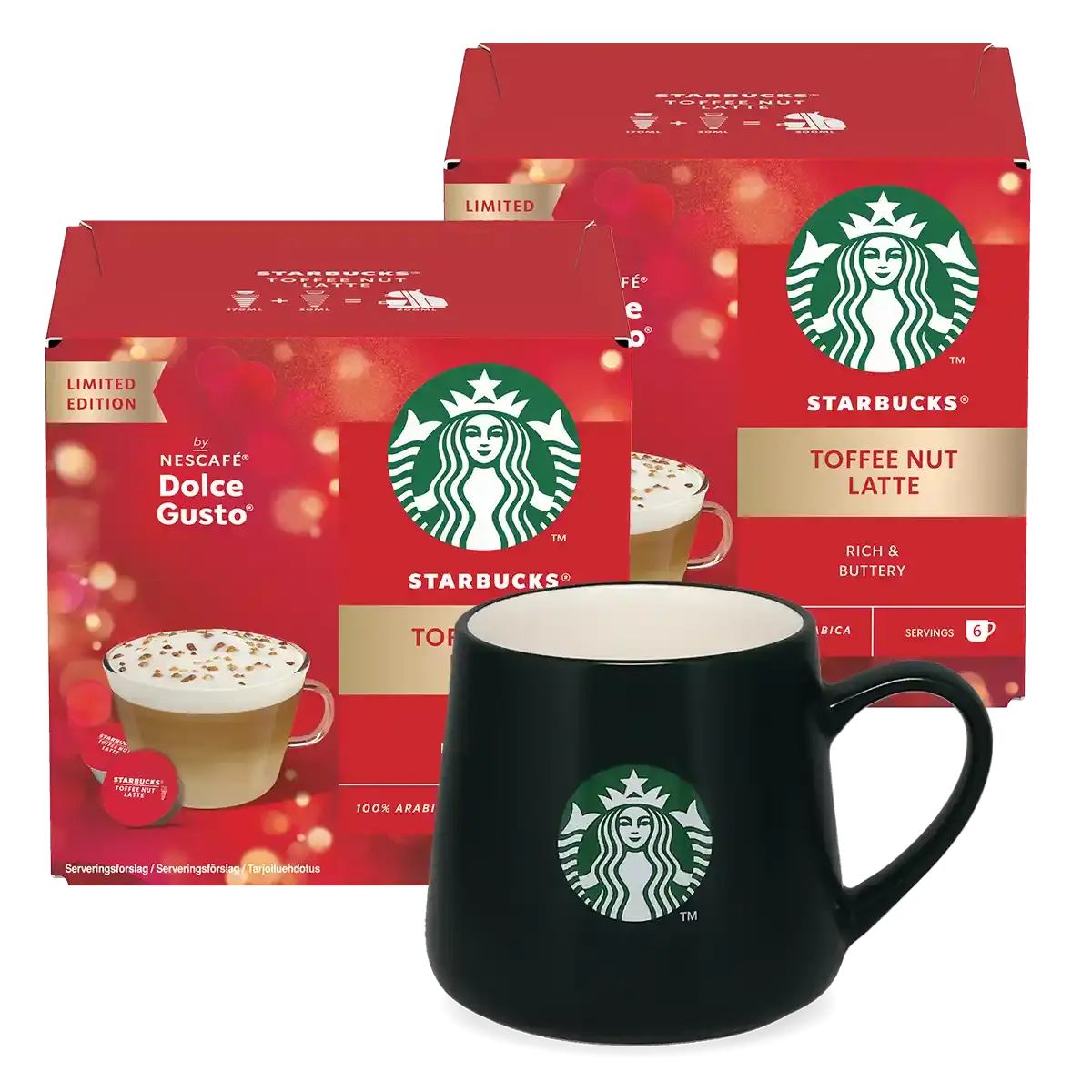 Pacchetto Toffee Nut Latte + tazza verde scuro