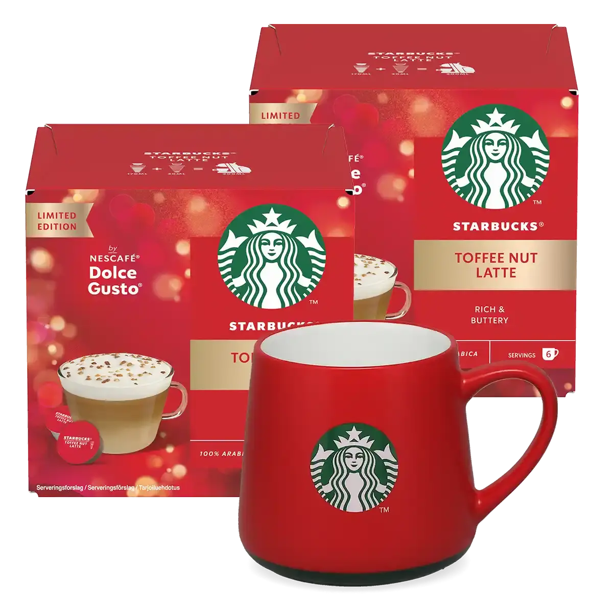 Pacchetto Toffee Nut Latte + tazza rossa